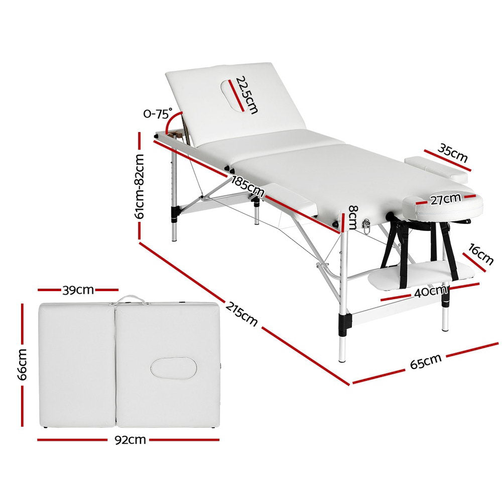 White Zenses Massage Table (65cm)