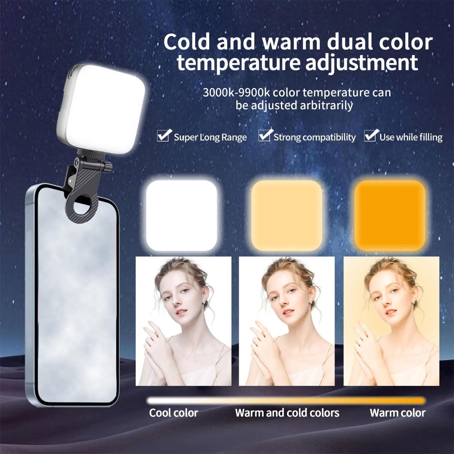 Portable V90 Led Fill Light for Mobile Beauty Live Streaming
