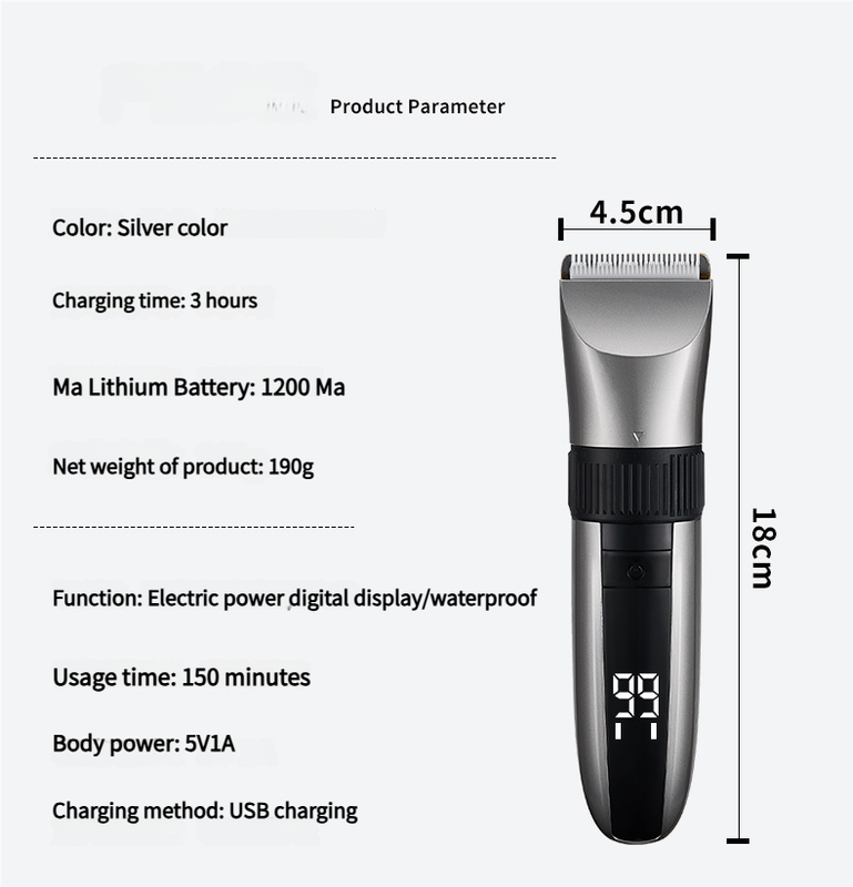 Cordless Electric Hair Clipper with LED Display