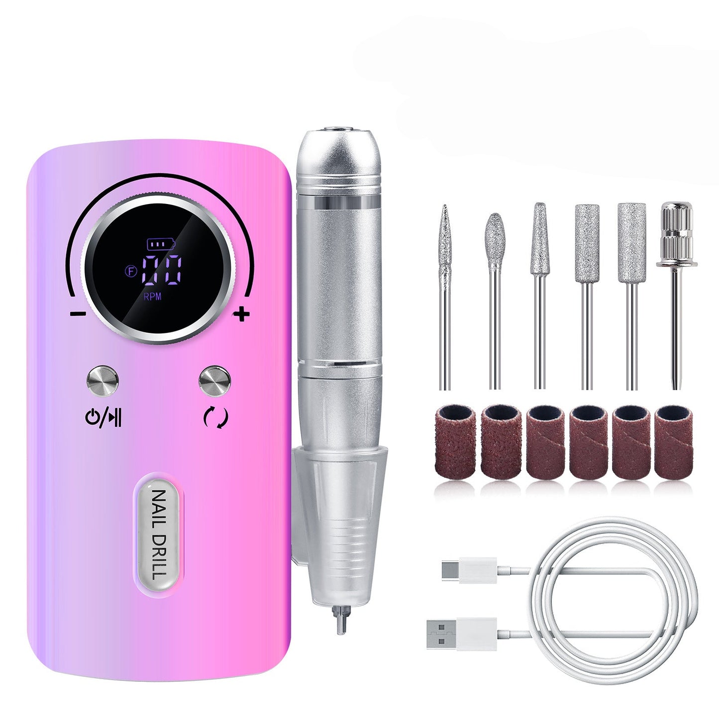 Purple Rechargeable Electric Nail Drill