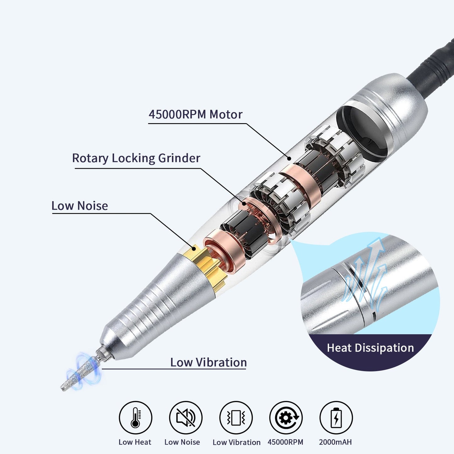 Purple Rechargeable Electric Nail Drill