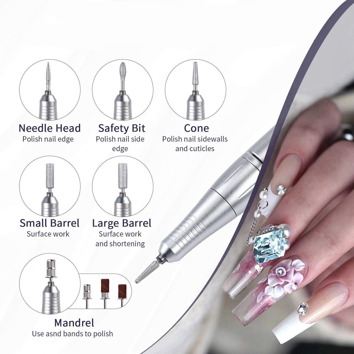 Purple Rechargeable Electric Nail Drill