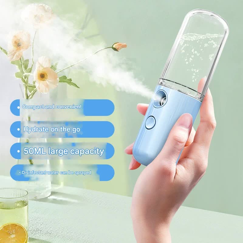 Two Portable Nano Facial Sprayer - 50ml USB Rechargeable Moisturizing Disinfectant Sprayer(Pink)