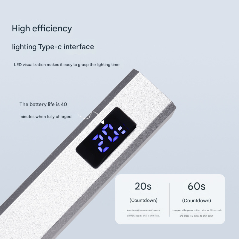 Silver Handheld UV LED Nail Curing Pen