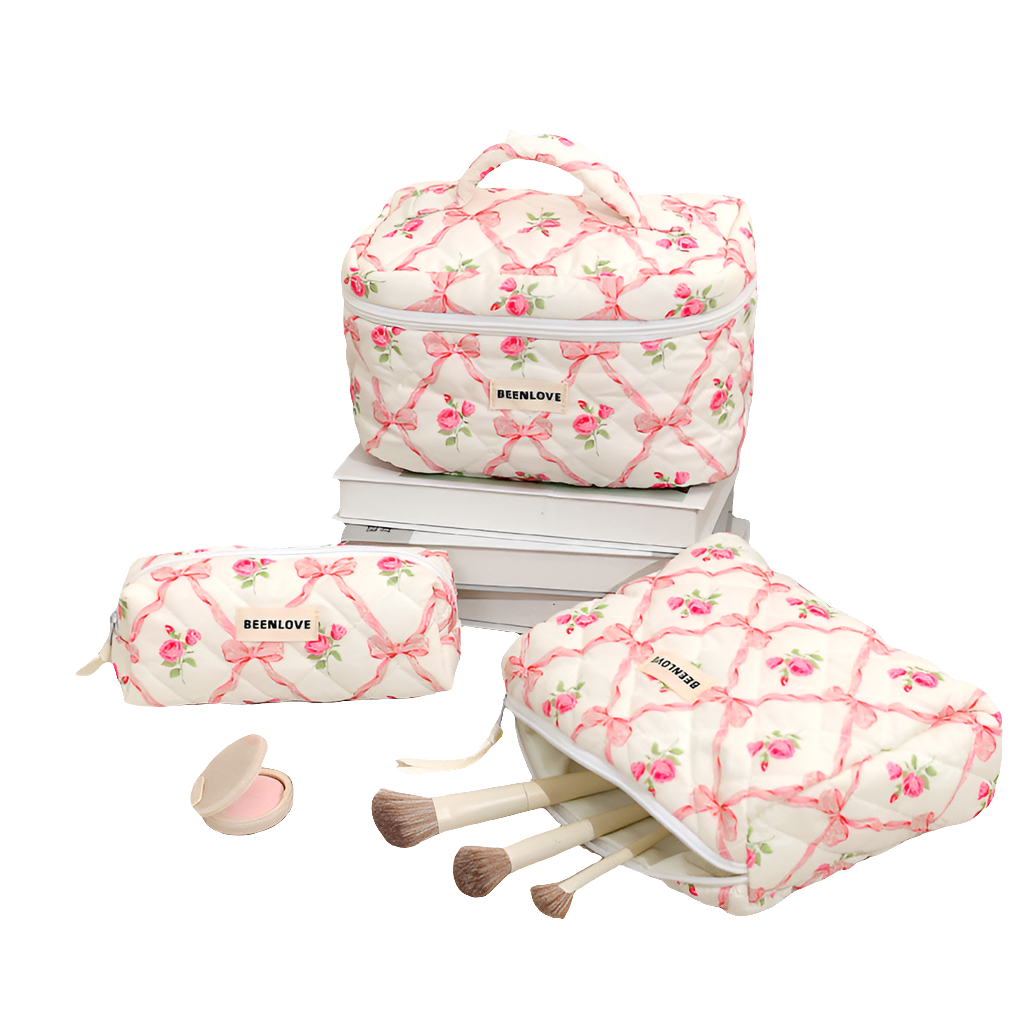 Pink 3-piece Makeup Bag
