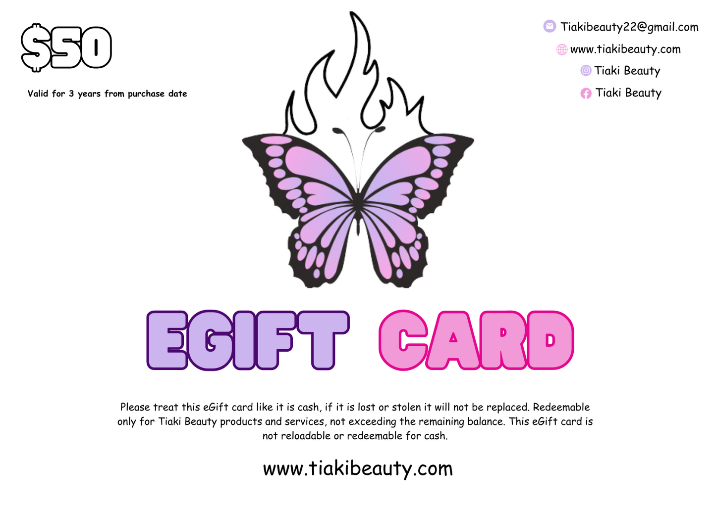 Tiaki Beauty Gift Cards