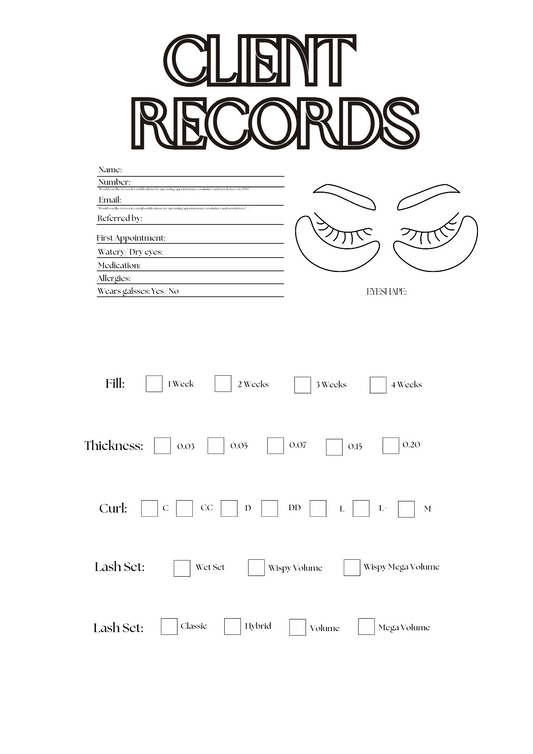 "Plain & Simple" Client Record Sheet (Unlimited Downloads)