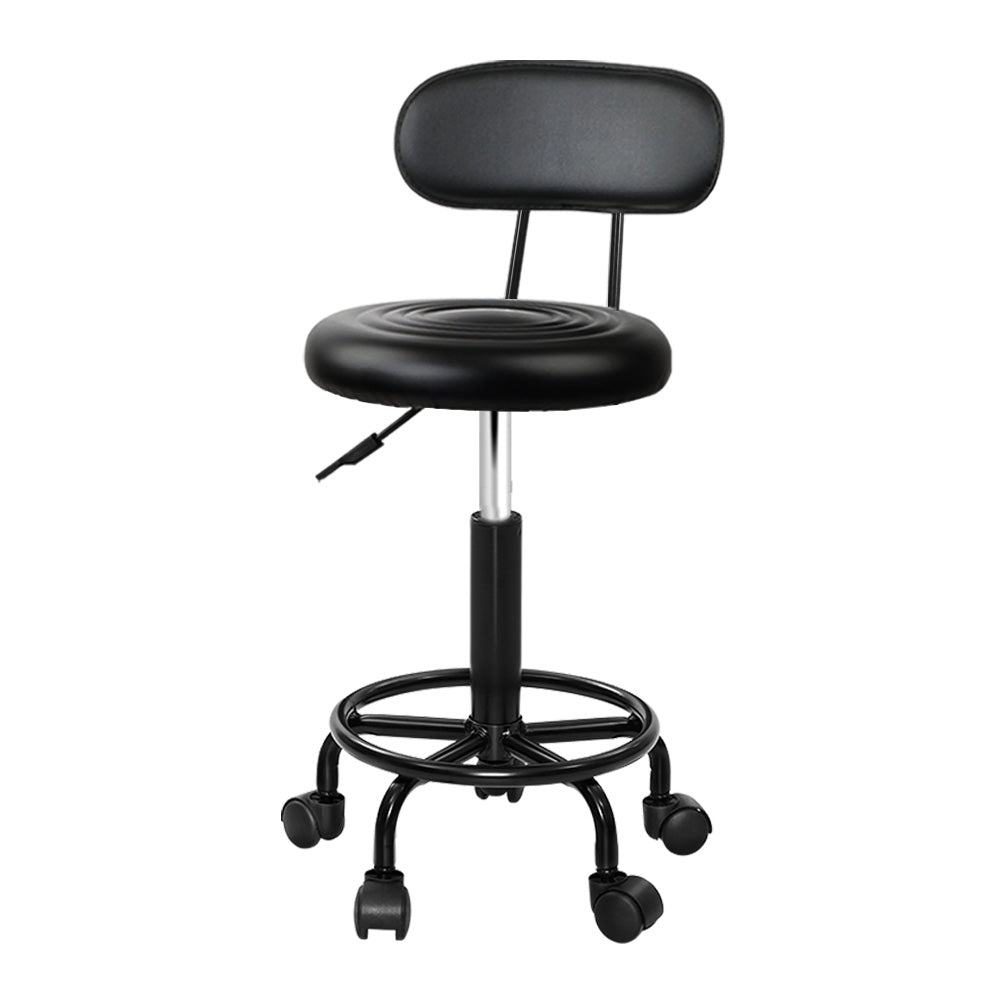Black Artiss Salon Stool Swivel Chair with Backrest