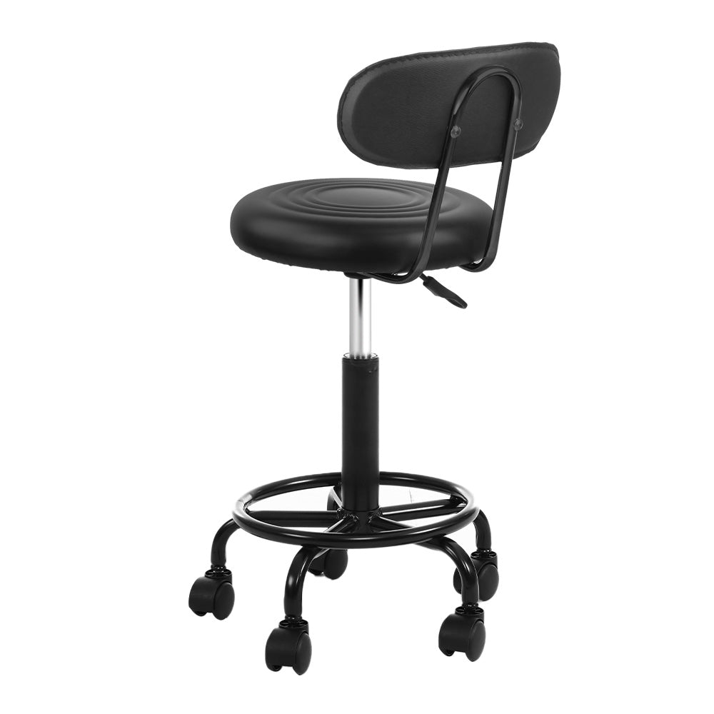 Black Artiss Salon Stool Swivel Chair with Backrest