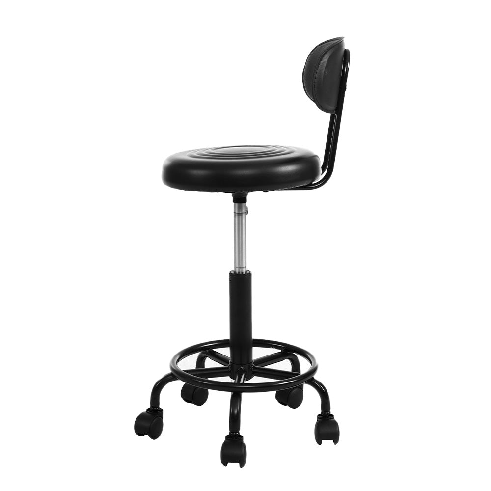 Black Artiss Salon Stool Swivel Chair with Backrest