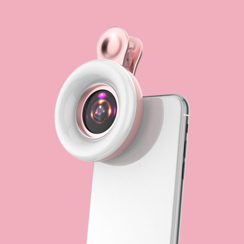 Selfie Light Macro Lens for Mobile Beauty Makeup - Pink