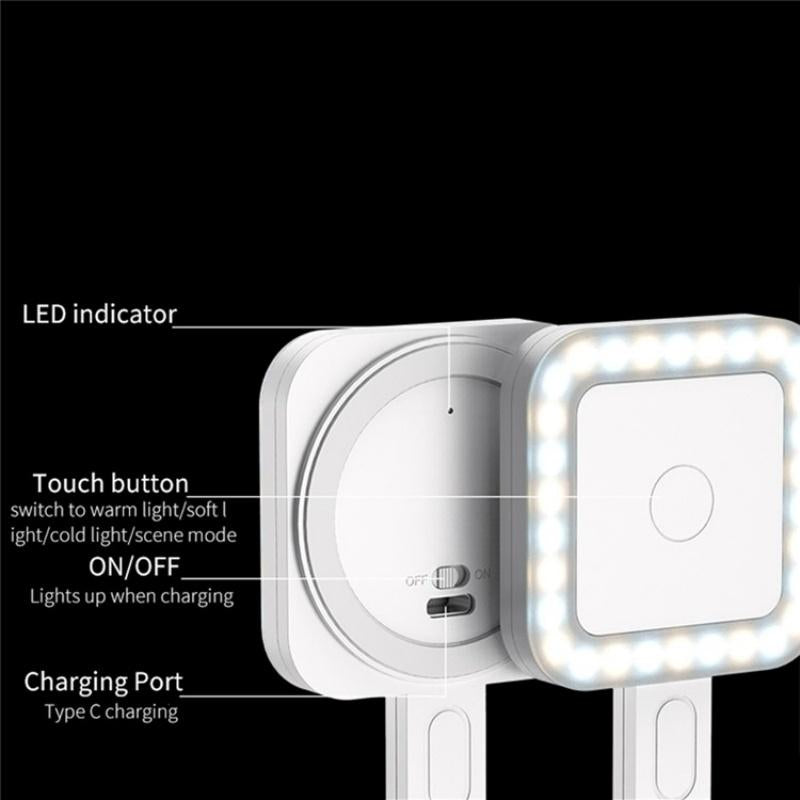 Portable Magnetic Selfie Light for Live Streaming and Skin Beauty - White