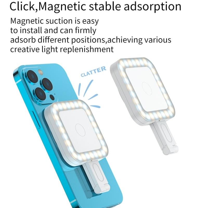 Portable Magnetic Selfie Light for Live Streaming and Skin Beauty - White