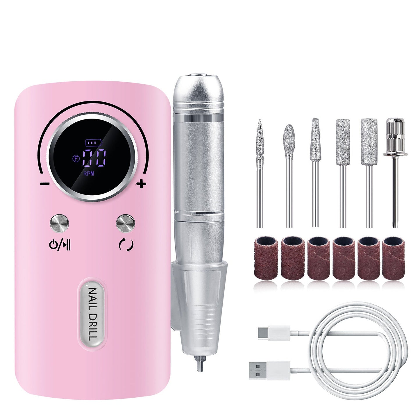 Pink Rechargeable Electric Nail Drill