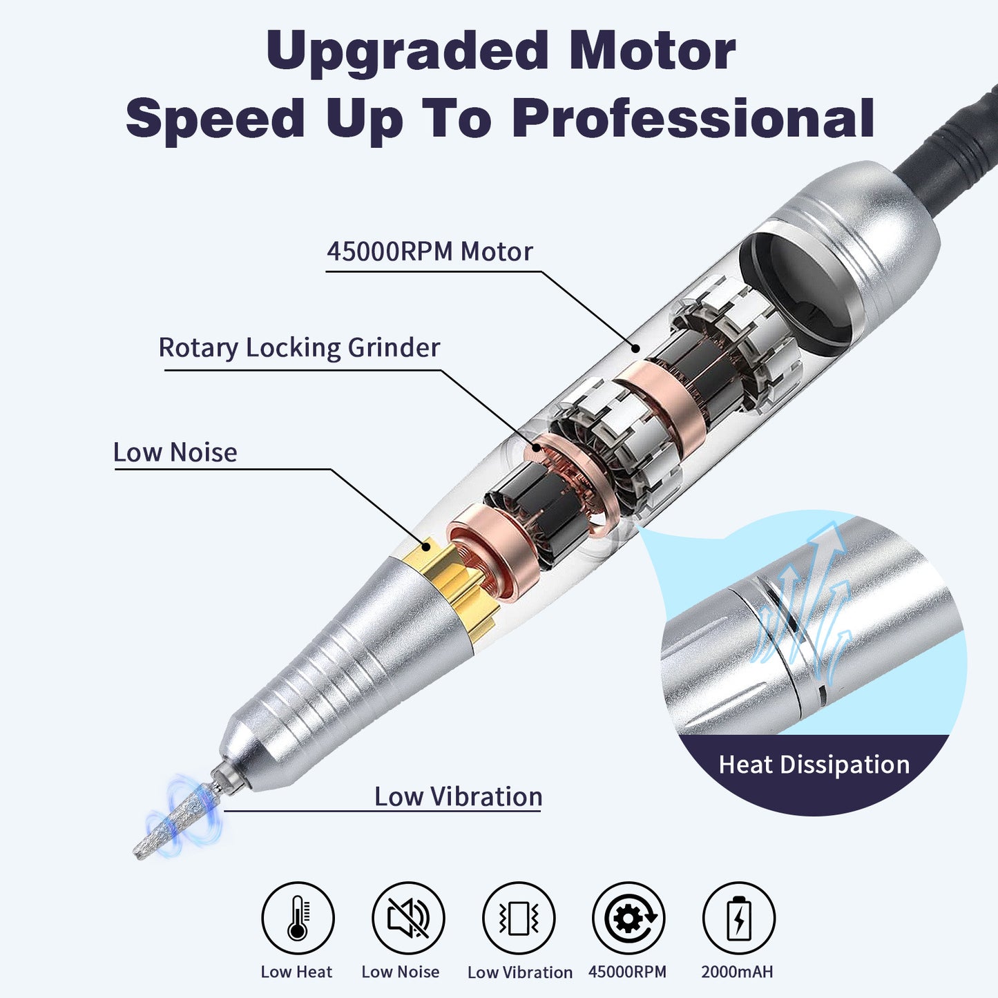 Pink Rechargeable Electric Nail Drill