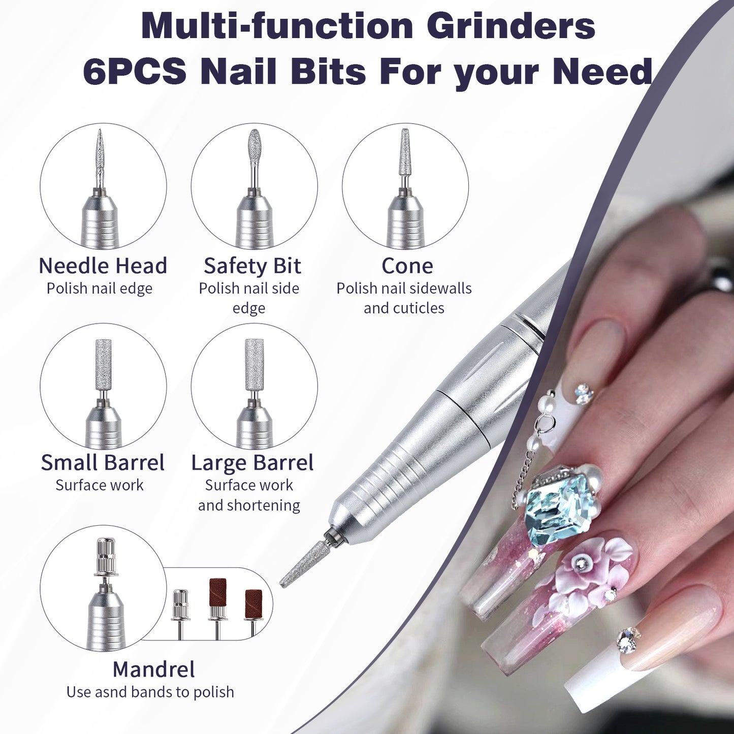 Pink Rechargeable Electric Nail Drill