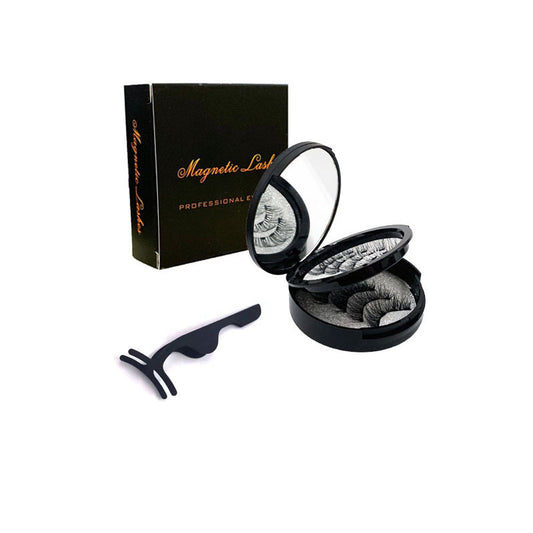 Style 4 Black Magnetic False Eyelashes Kit - 3 Pairs with Applicator Clip and Mirror Case