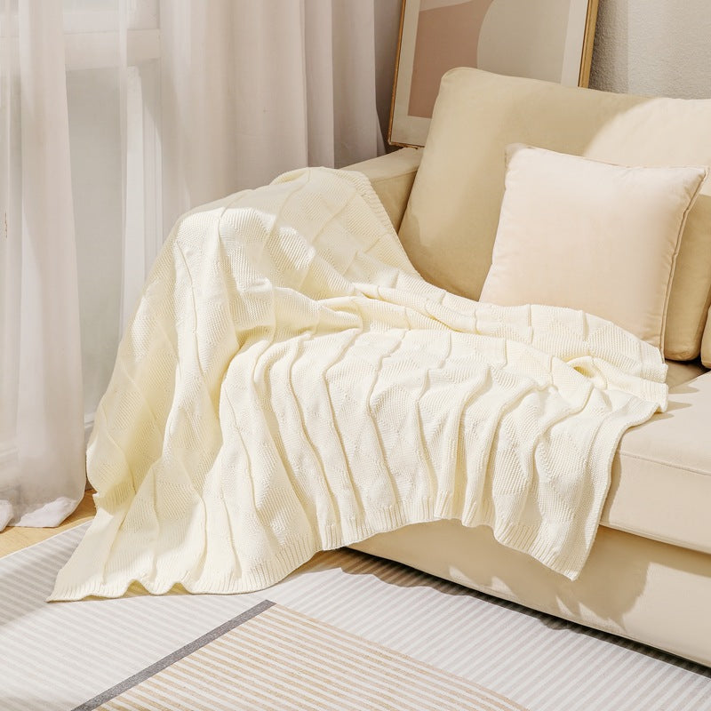 Beige Lightweight Knit Throw
