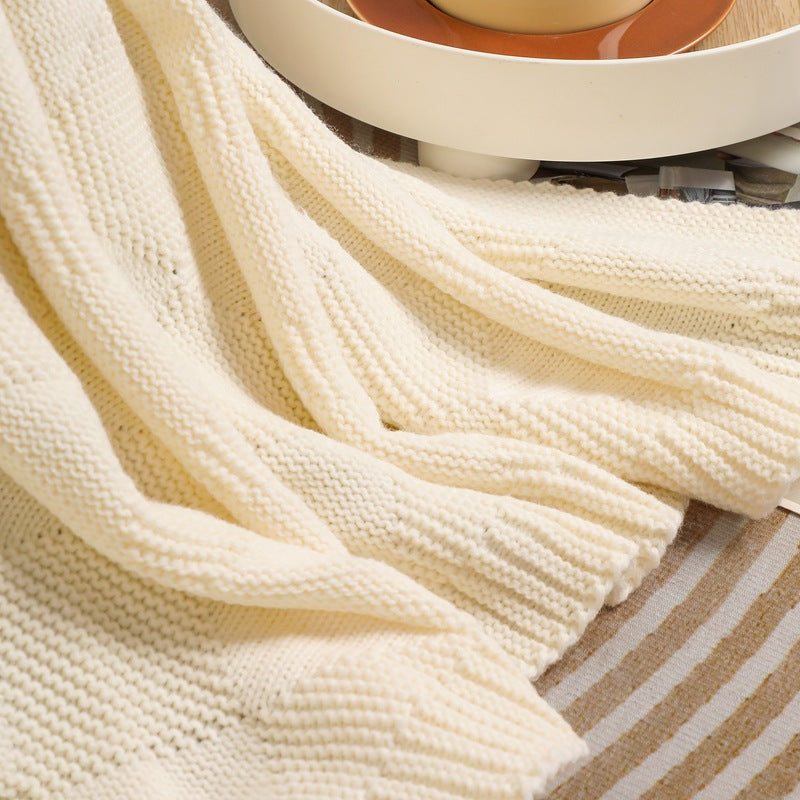 Beige Lightweight Knit Throw
