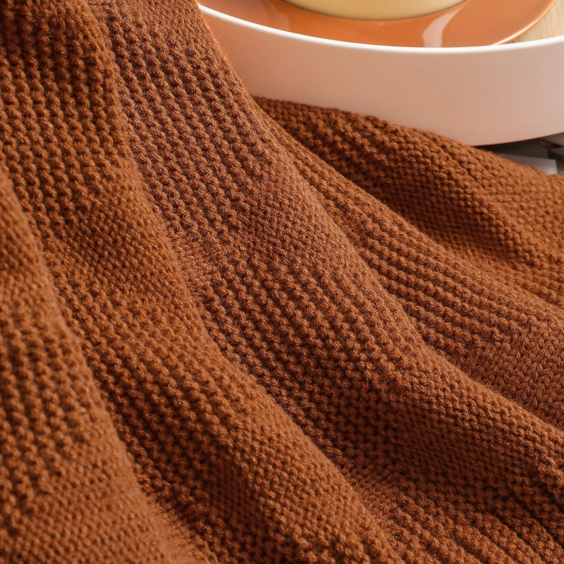 Caramel Lightweight Knit Throw