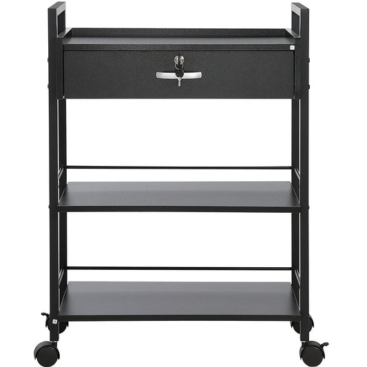 VEVOR Beauty Salon Trolley Cart, 3-Tier Hair Salon Stations Cabinet for Stylist with 4 Wheels (2 Lockable)